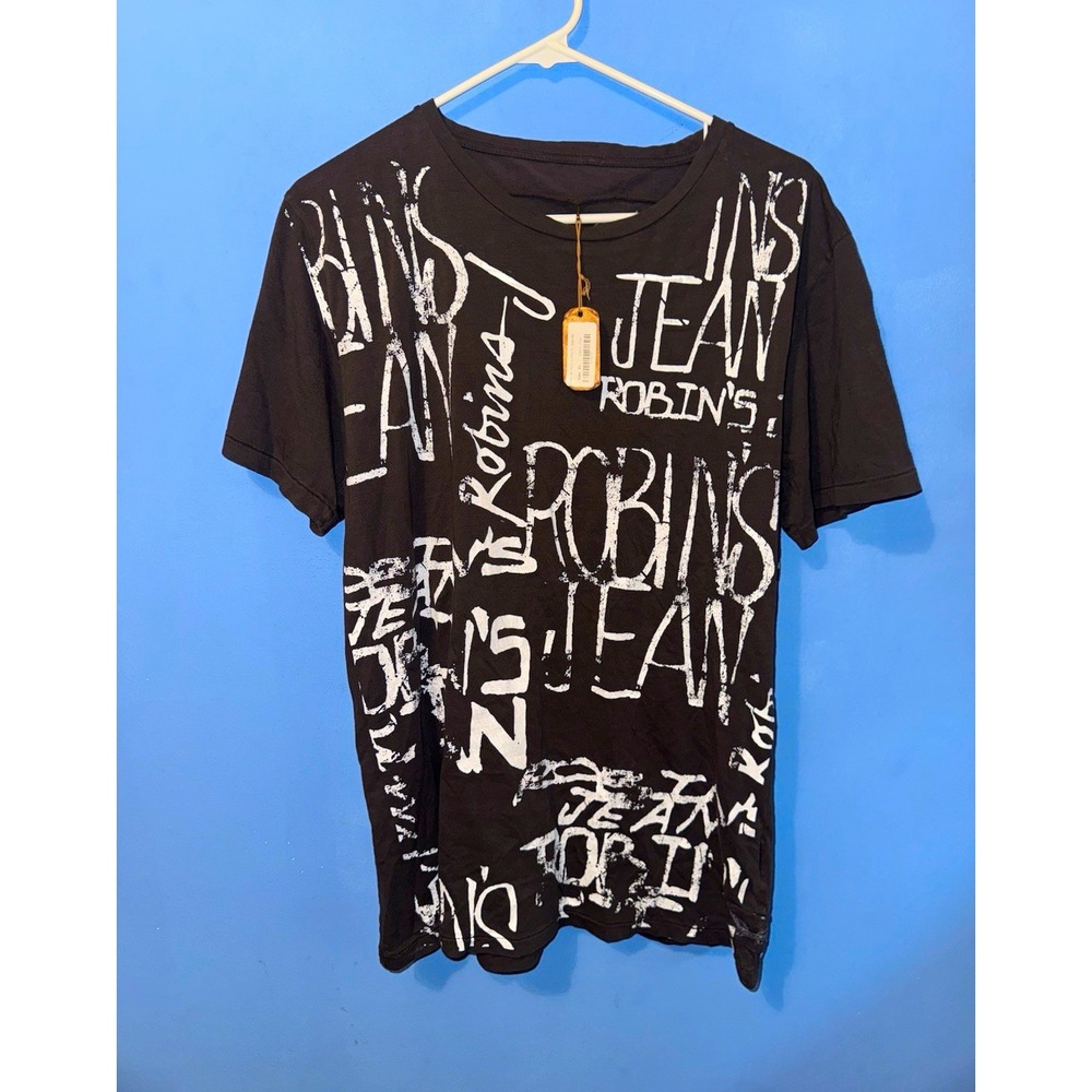 Robin's Jean Mens Black Graphic Logo Crew Neck T-Shirt XL M1403-R4491W